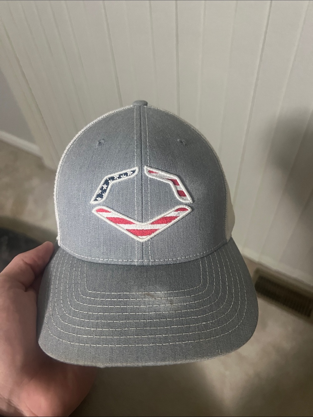 Gray Patriotic Logo Mesh-Back Cap